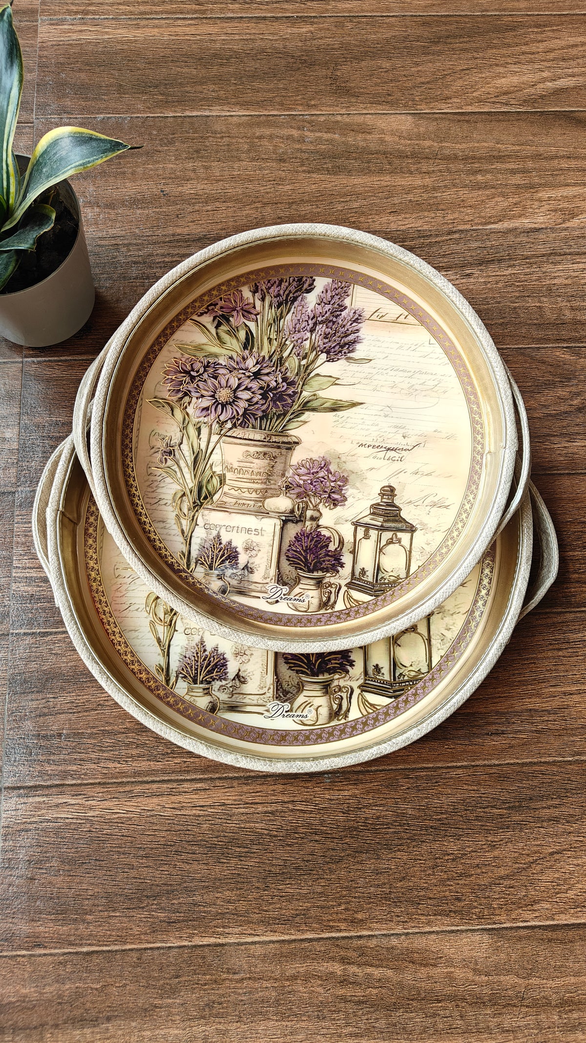 Round Leatherite Tray Set (2-Piece) | Premium Serving & Décor Trays