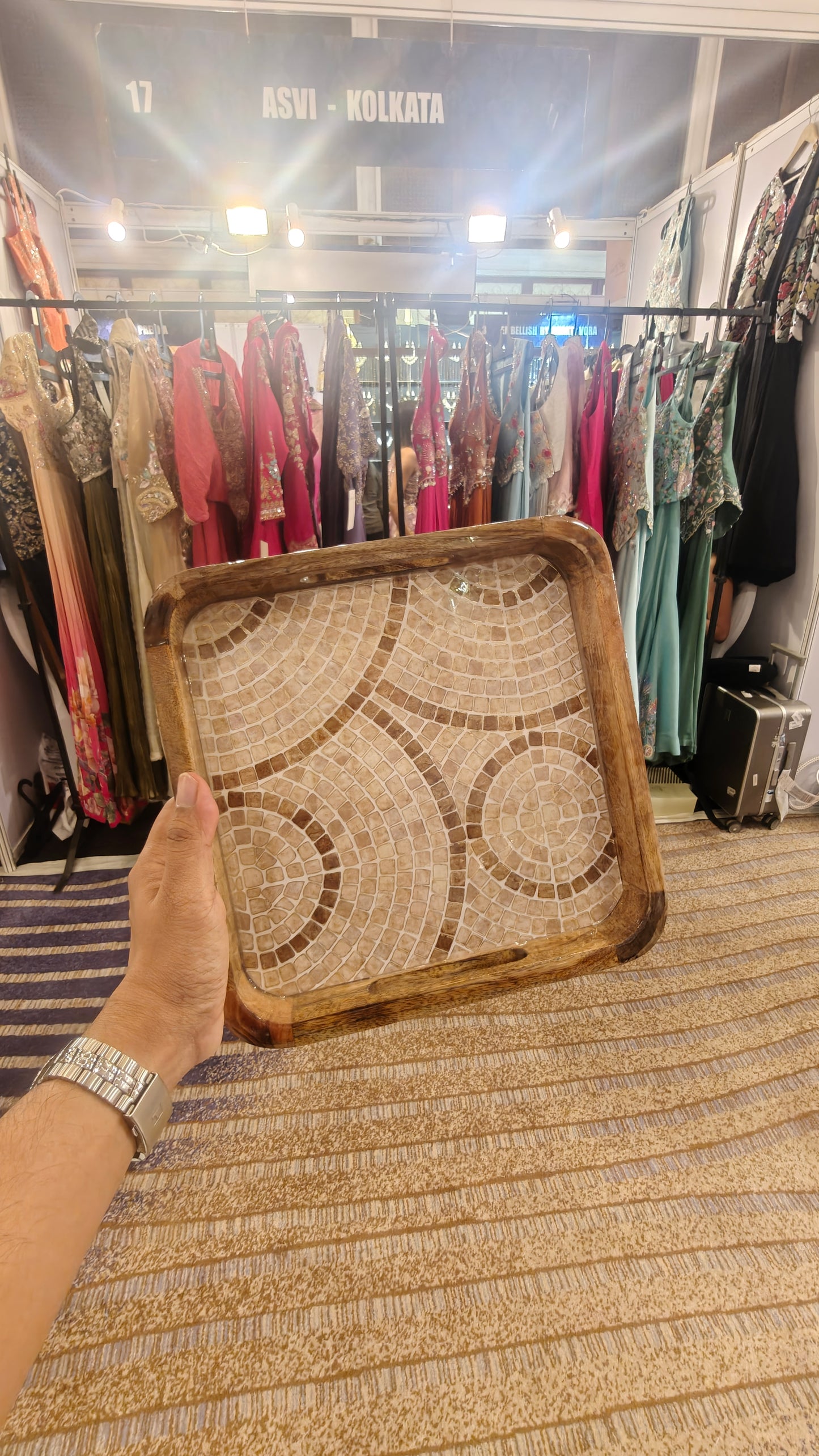 Artisan Mosaic Inlay Mango Wood Serving Tray