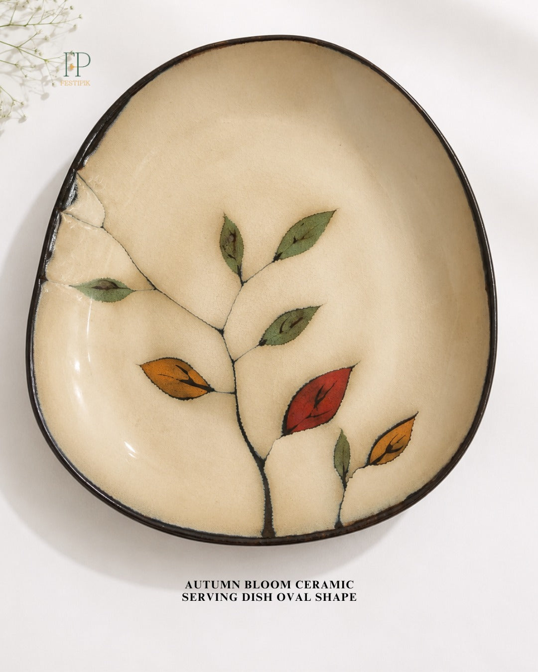 Autumn Bloom Ceramic Oval Platter