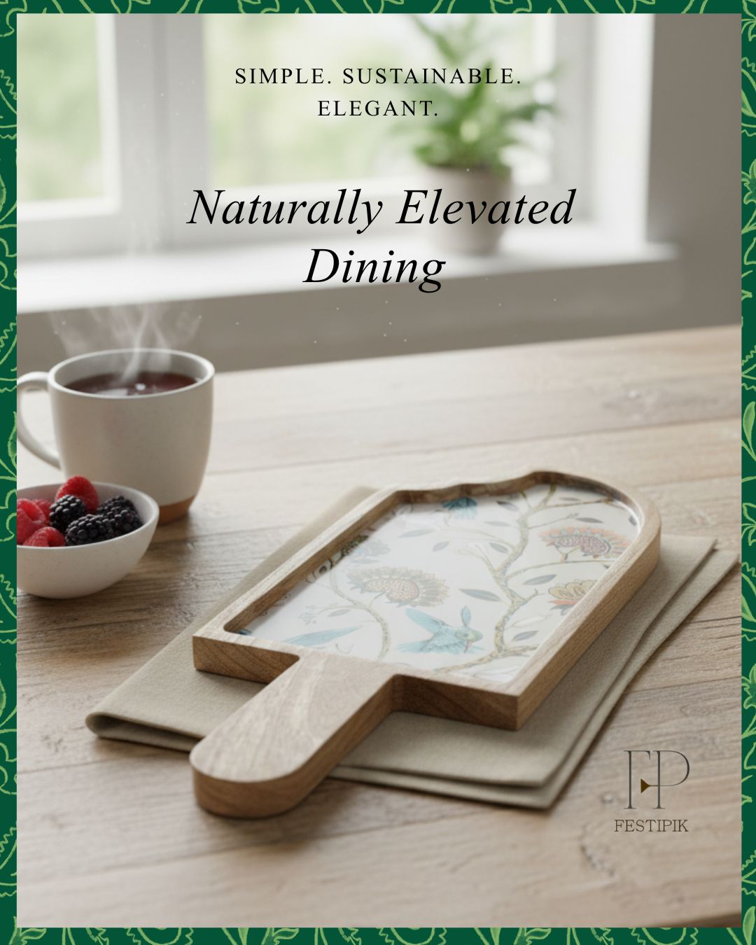 Wooden Ice Cream Platter | Handcrafted Mango Wood Serveware