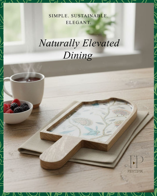 Wooden Ice Cream Platter | Handcrafted Mango Wood Serveware