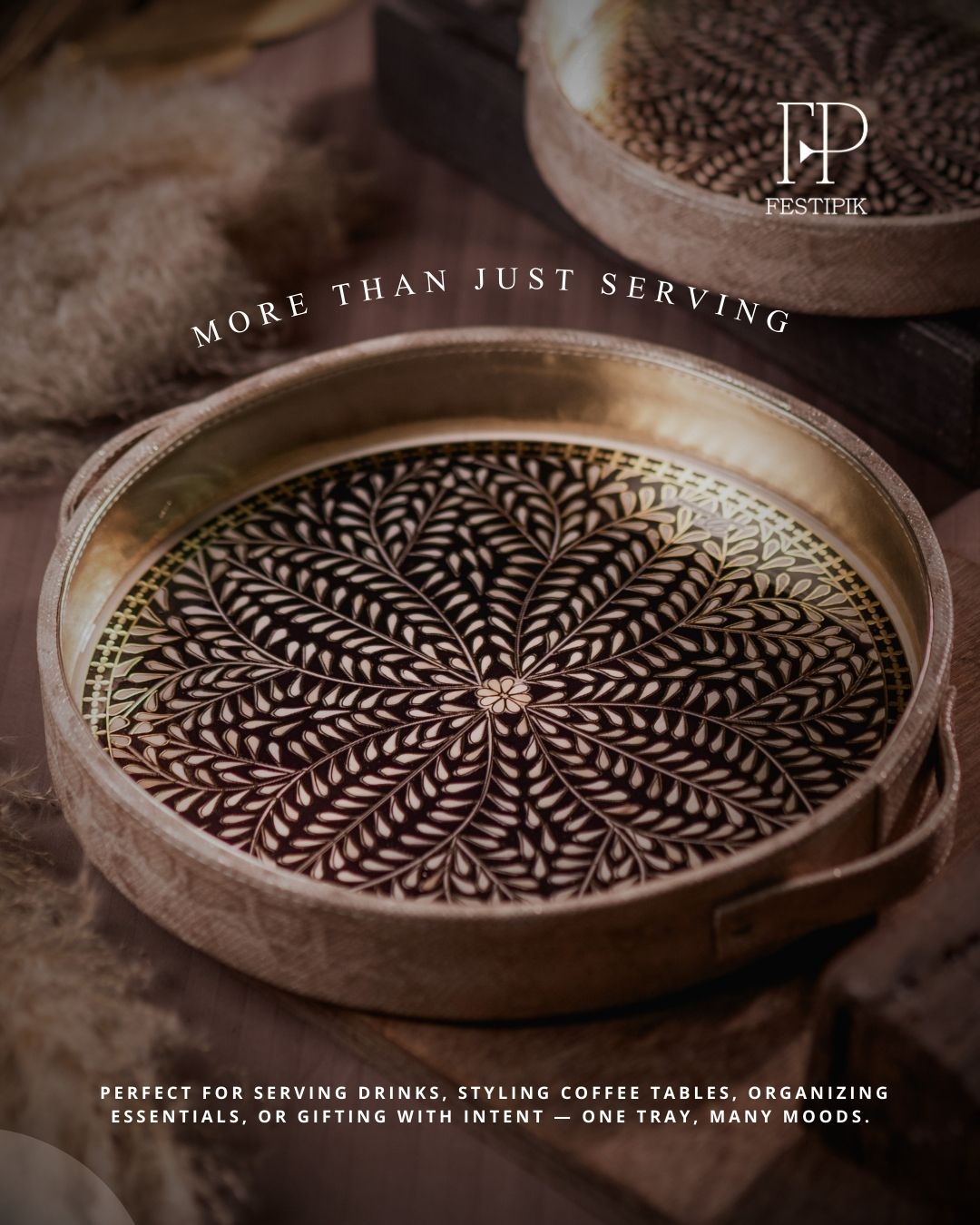 Round Leatherite Tray Set (2-Piece) | Premium Serving & Décor Trays