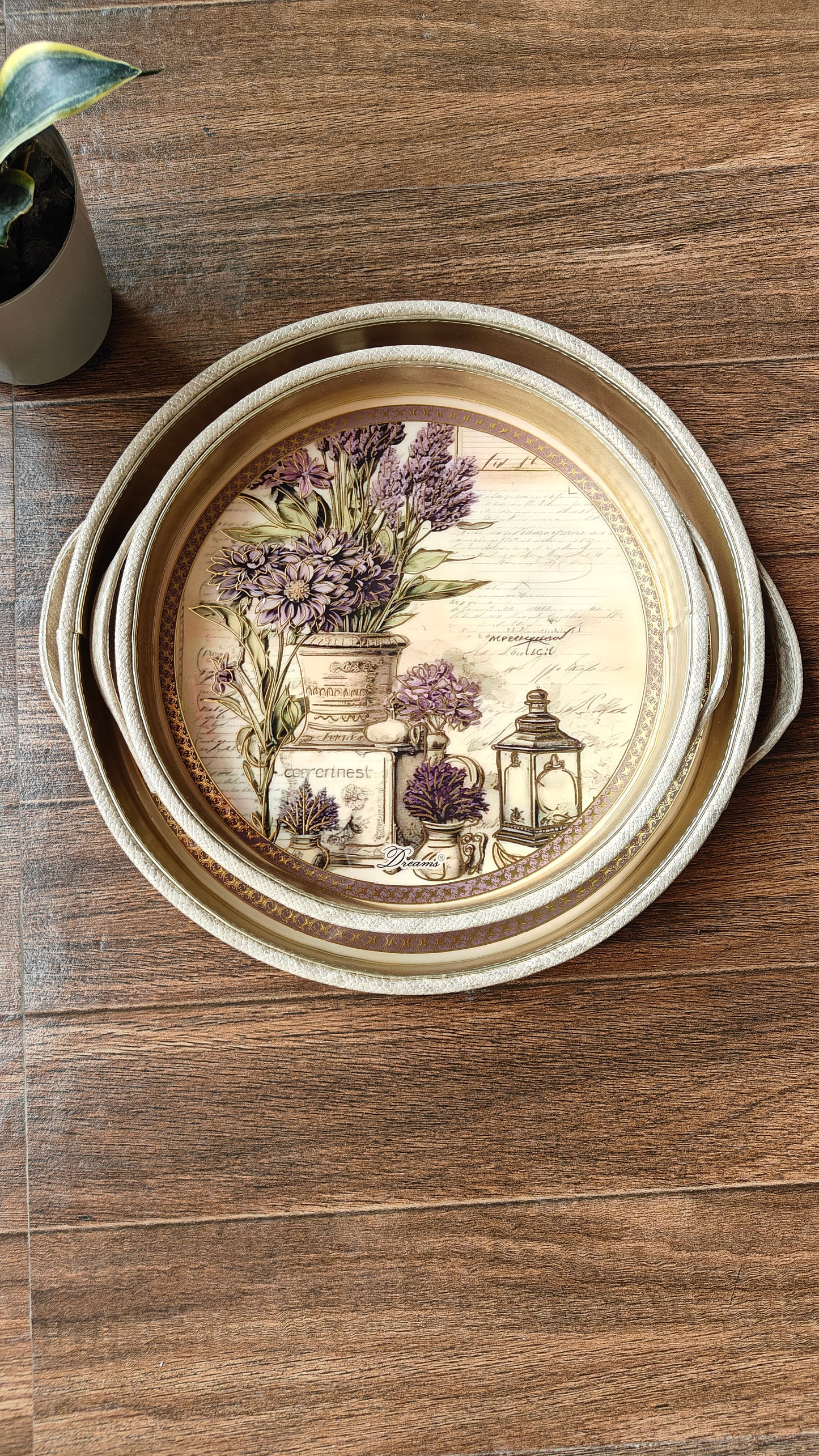 Round Leatherite Tray Set (2-Piece) | Premium Serving & Décor Trays