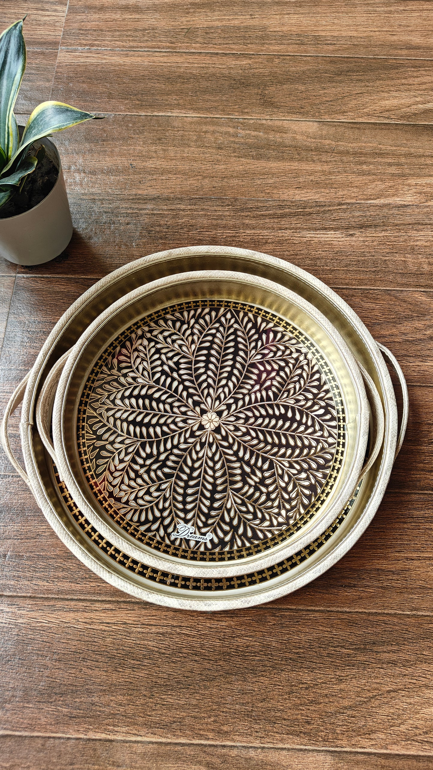 Round Leatherite Tray Set (2-Piece) | Premium Serving & Décor Trays