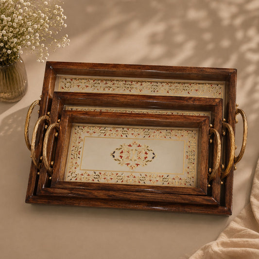 Mango Wood Tray Set – Set of 3