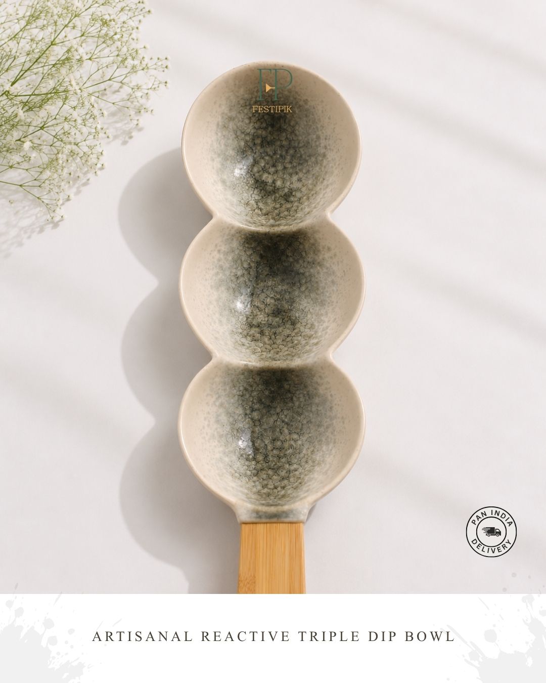 Artisanal Triple Dip Stoneware Platter