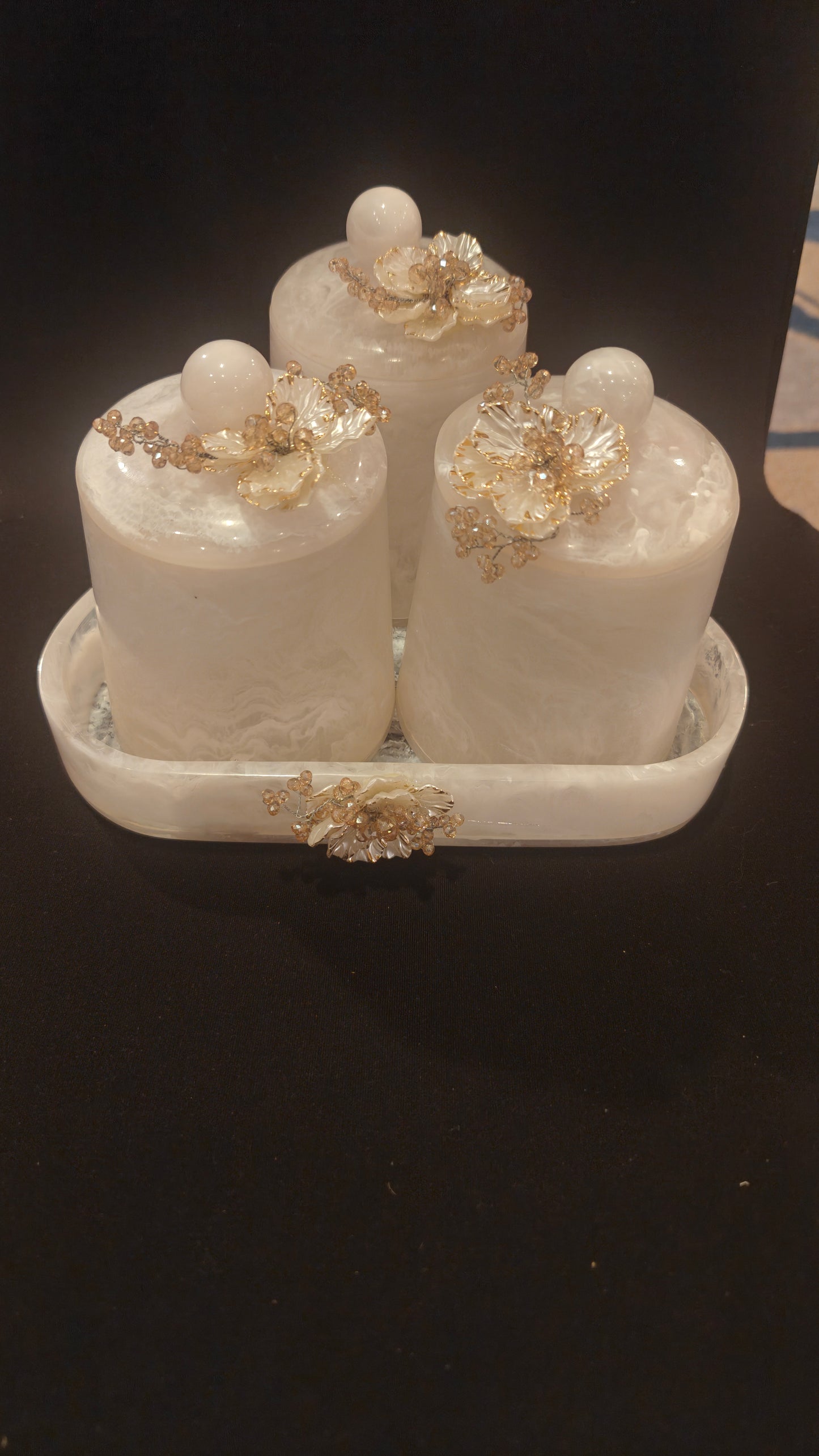 White Resin Jar Sets