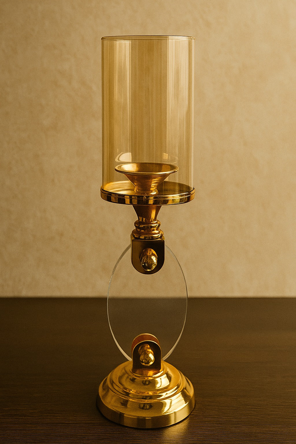 Regal Gold Glass Candle Stand
