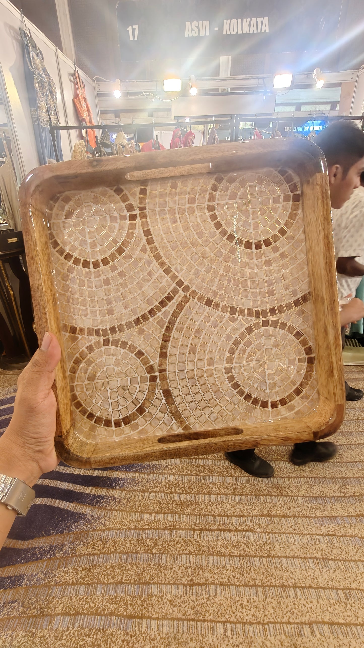 Artisan Mosaic Inlay Mango Wood Serving Tray