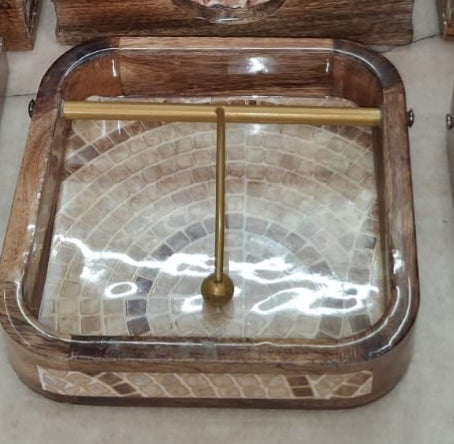 Mosaic Inlay Mango Wood Napkin Holder