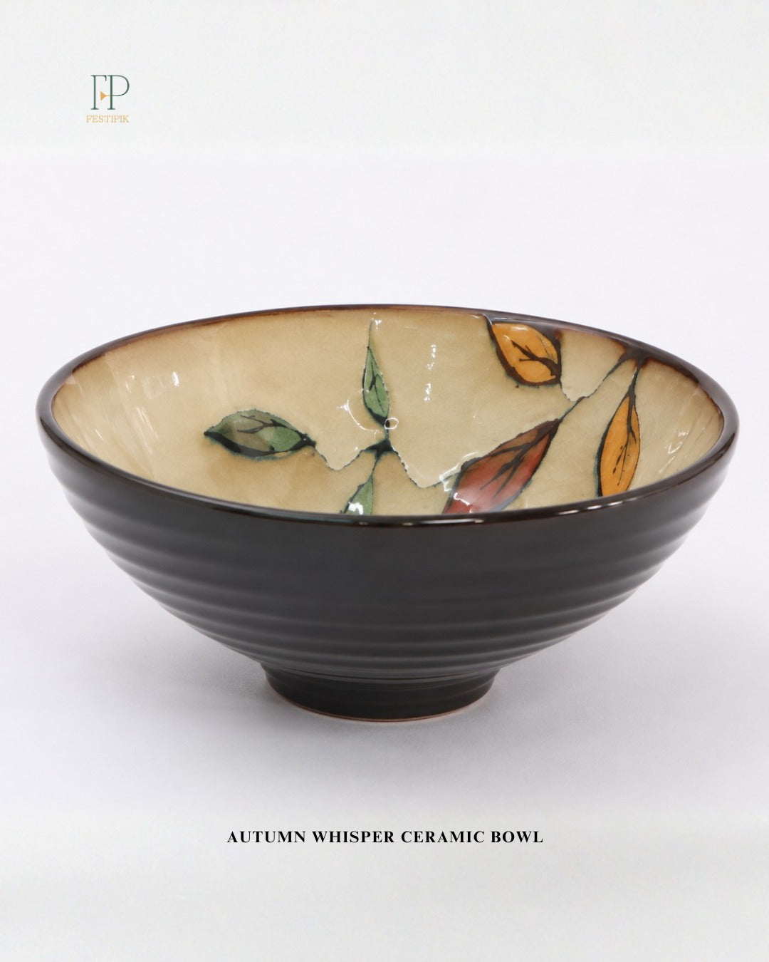 Autumn Whisper Ceramic Serving Bowl