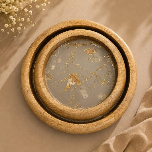 Mango Wood Artisanal Trays – Set of 2